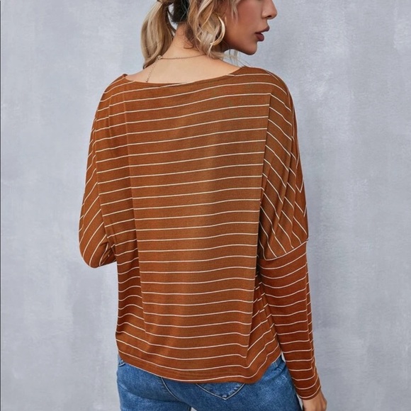Boho striped drop shoulder long sleeve top - Picture 8 of 15